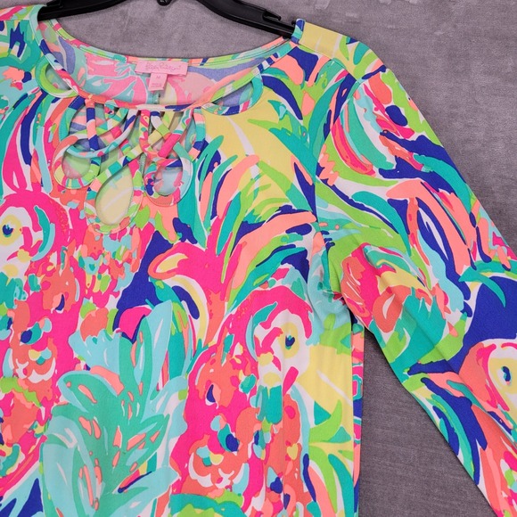 Lilly Pulitzer Liliana Casa Banana Printed Loop Neck Top Size Medium - Picture 4 of 12